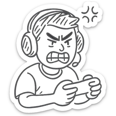 CS2 rage, hand-drawn sketch of a furious player sticker