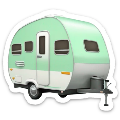 Realistic mint green camping travel trailer isolated. sticker