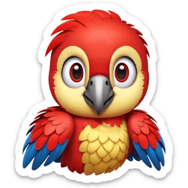 cinematic-cute-macaw-portrait-emoji,-head-tilted-playfully-and-inquisitively,-with-a-dazzling-red-plumage-and-round,-sparkling-eyes-filled-with-charm,-simplified-yet-irresistibly-adorable-features,-highly-detailed sticker