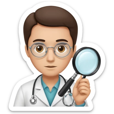 medico com uma lupa sticker