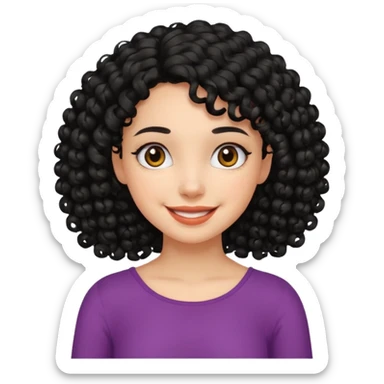 Menina de cabelo cacheado preto e abaixo do ombro  sticker