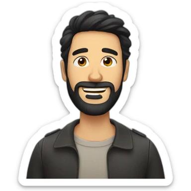 Spanish guy, with beard, winking, and black hair sticker