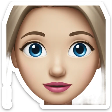 White girl with long brown hair and blue eyes and pink lips  sticker