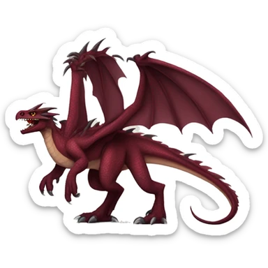 Cool edgy badass Maroon dragon-raptor with darker mane sticker