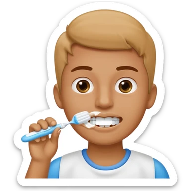 someone brushing their teeth sticker