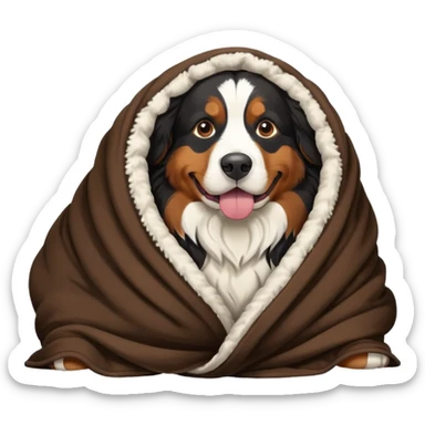 Bernese mountaindog in a blanket sticker