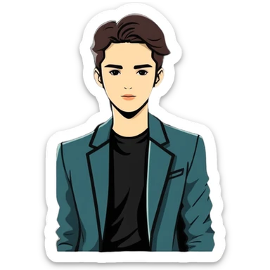 Alex Consani famous model with fashionable appearance and signature look sticker