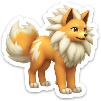 Colorful Shiny Kawaii Cute Arcanine—Vulpix-Ninetails-Flareon-Fakémon-Pokémon full body sticker