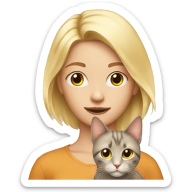 Blond girl with a cat sticker