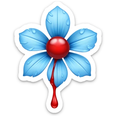 light blue flower spilling wblood sticker