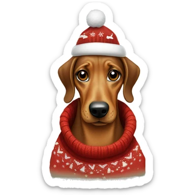 Teckel dog wearing a Christmas pullover  sticker