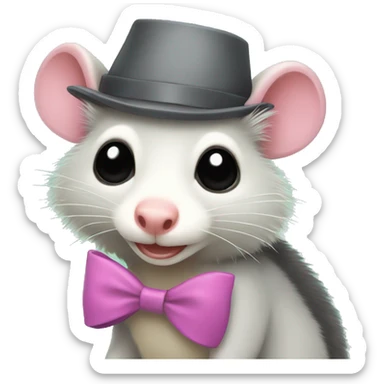 An opossum wearing a bow  sticker