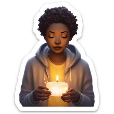 person melting into graffiti galaxies with candles lanterns and fairy lights sticker