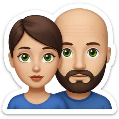 Man beard bald white dark green eyes woman medium hair brown brown eyes latina  sticker