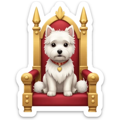 a cute west highland terrier sitting on a throne with other dogs below him sticker