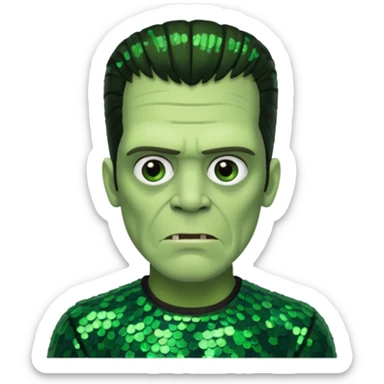 Frankenstein with dark green sequin outfit sticker
