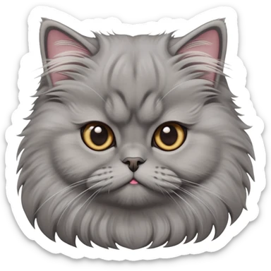 cinematic-adorable-big-eyed-fluffy-grey-persian-cat-portrait-emoji,-head-tilted-playfully-with-a-sweet-expression,-fluffy-grey-fur,-simplified-yet-irresistibly-cute-features-with-large,-expr sticker