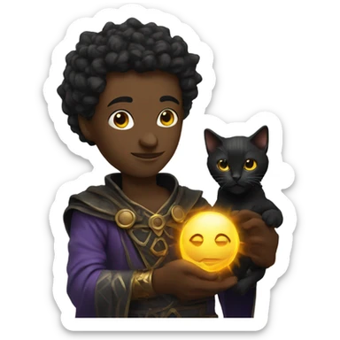 Sun warlock holding a black kitten sticker