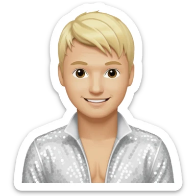 Nick Carter from Backstreet Boys with blonde hair, white sequin outfit sticker