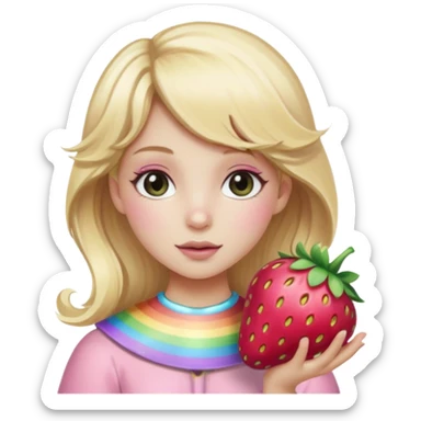 Strawberry human girl blond cocker spaniel wearing two light pink black rainbow 🌈 sleighbell pop sketcha sticker