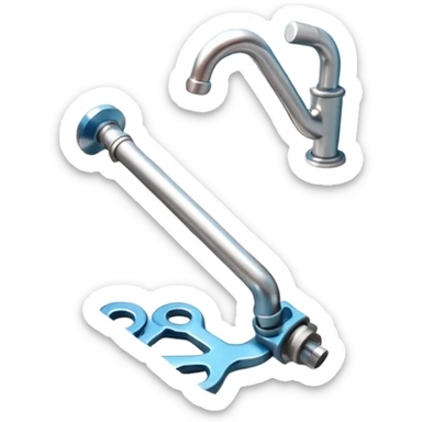 3D illustration of a metal wrench tightening a pipe under a sink, clean Pixar-like 3D style, soft shadows, simple background, plumbing tool focus, vibrant but not exaggerated

 sticker