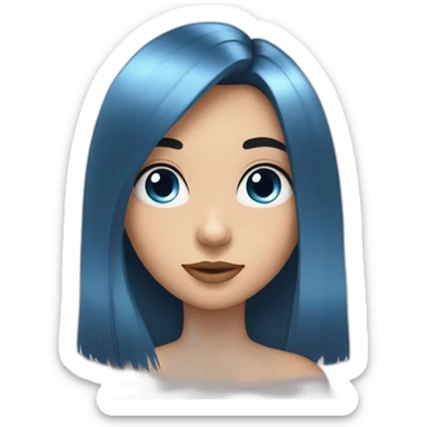 girl with long black hair and thick fringe, blue eyes sticker