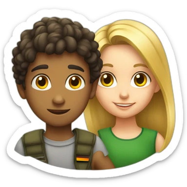 brazilian young boy with german young girl sticker
