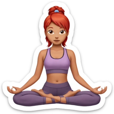 Girl with red hair in yoga  sticker