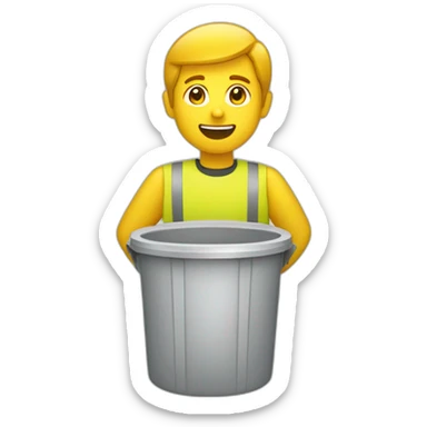personne qui  jette ses déchets dans la poubelle jaune sticker