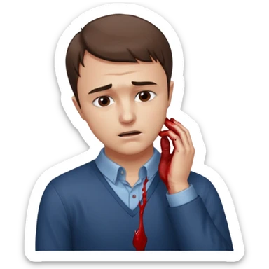 charlie kirk holding his neck with his right hand in pain and add blood  with his receding hairline  sticker