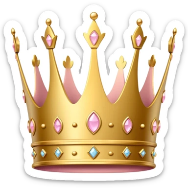 A luxurious golden crown with light pink accents and elegant details, featuring a prominent empty space  sticker