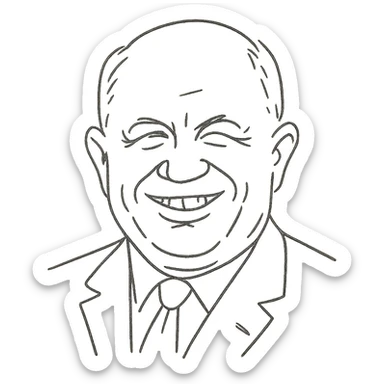 hand-drawn outlined portrait of Nikita Khrushchev smiling sticker