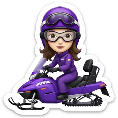 dark purple snowmobile, me Sitting on snowmobile goggles and helmet not covering my face brown eyes long wavy hair white skin dark purple formula 1995 snowmobile change sled color dark purple and white not yellow Snowmobile helmet and goggles, not on my face pants black remove face goggles sticker
