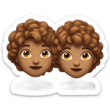 Two brown twins with brown eyes, one large and slightly large the other smaller but more muscular very beautiful sticker