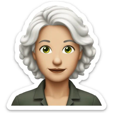 55 year old woman white hair green eyes  sticker