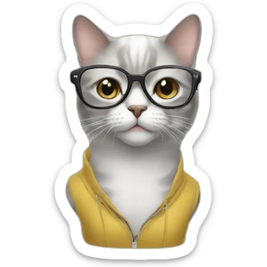 Cat in fashion glasses sticker