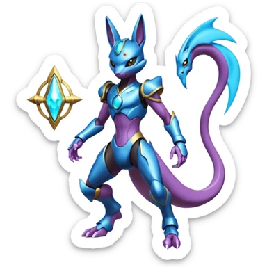 Colorful Shiny Futuristic Mewtwo-Lucario-Anubis full body sticker