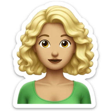 femme cheveux blonds ondulés yeux verts sticker