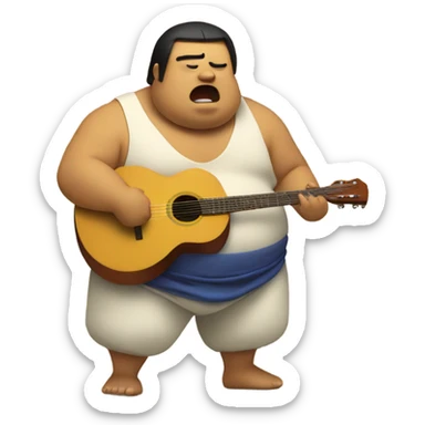 Sumo wrestler singing guitar sticker