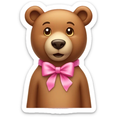 light brown bear with pretty pink bow around neck sticker
