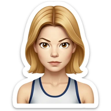 Michelle Monaghan running, female actress with honey blonde hair sticker