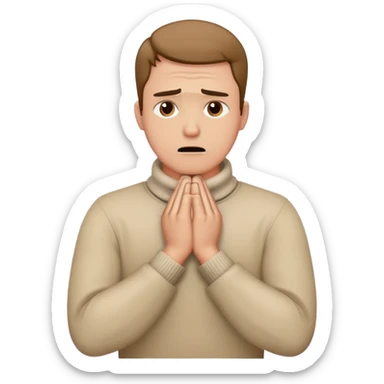 Man with his hands crossed holding his neck with a frustrated face  sticker