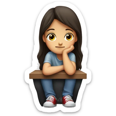 sad brunette, ￼girl sitting in the corner sticker
