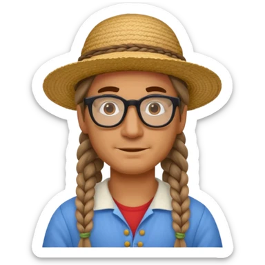 venice gondolier with long braided hair, iconic hat, normal glassess  sticker