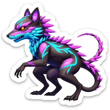 Neon Vibrant Pulsating Trail-glowing Chromatic Trico-Vernid-Protogen-Fionbri-fusion-hybrid, full body sticker