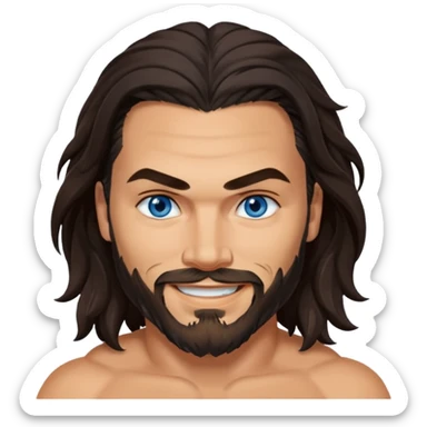 Blue eyes Jason mamoa longer hair smiling no shirt sticker