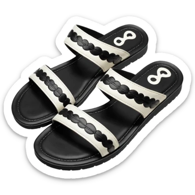 Channel black and white Lambskin Printed CC Sandals sticker