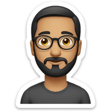 indian guy with round glasses with fair skin with straight hair with round fully circular glasses black eyes black hair with trimmed beard sticker