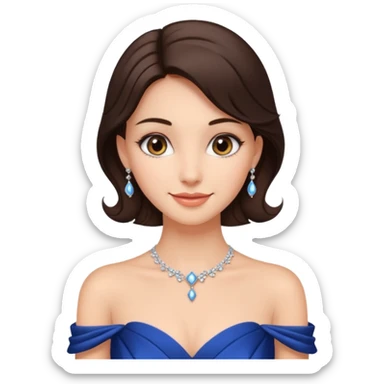 a beautiful brunette hair princess wearing a gown with elegant piercing and smile gently  sticker