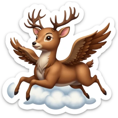 Make a 10 point deer with wings and its flying on a cloud and it is going crazy sticker